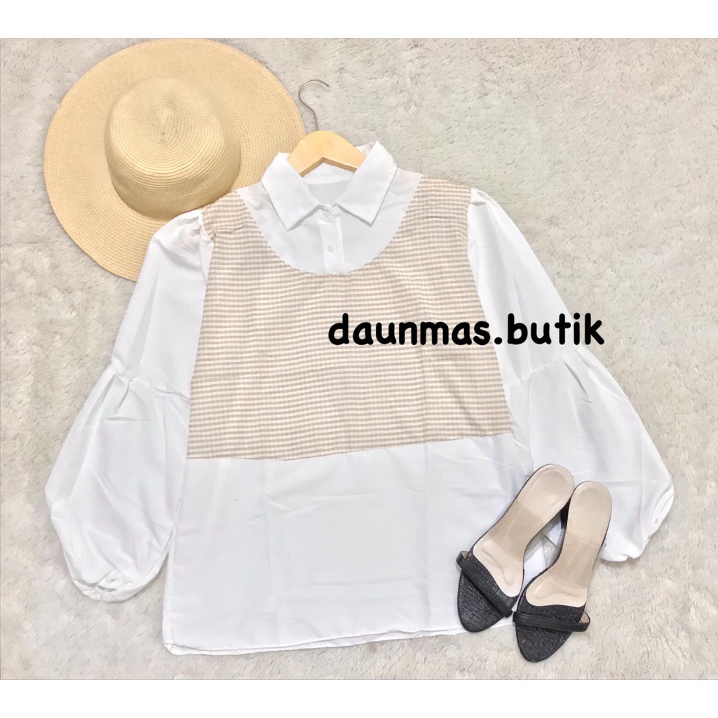 1KG MUAT 5PCS | YUZU BLOUSE TARTAN KOMBINASI BASIC TOP HITS OOTD FASHION SELEGRAM WANITA MASA KINI