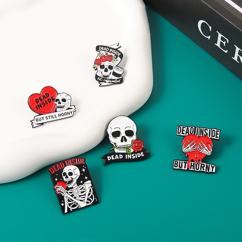 Bros Pin Enamel Bentuk Tengkorak Mawar 5 Gaya Untuk Hadiah Teman