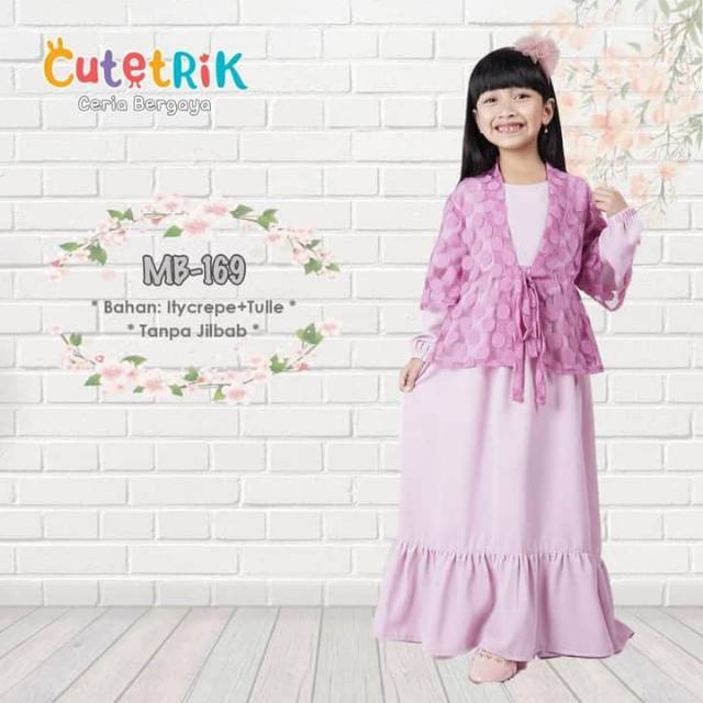 Baju muslim gamis anak cutetrik model bolero bahan brukat  usia 5-12 tahun