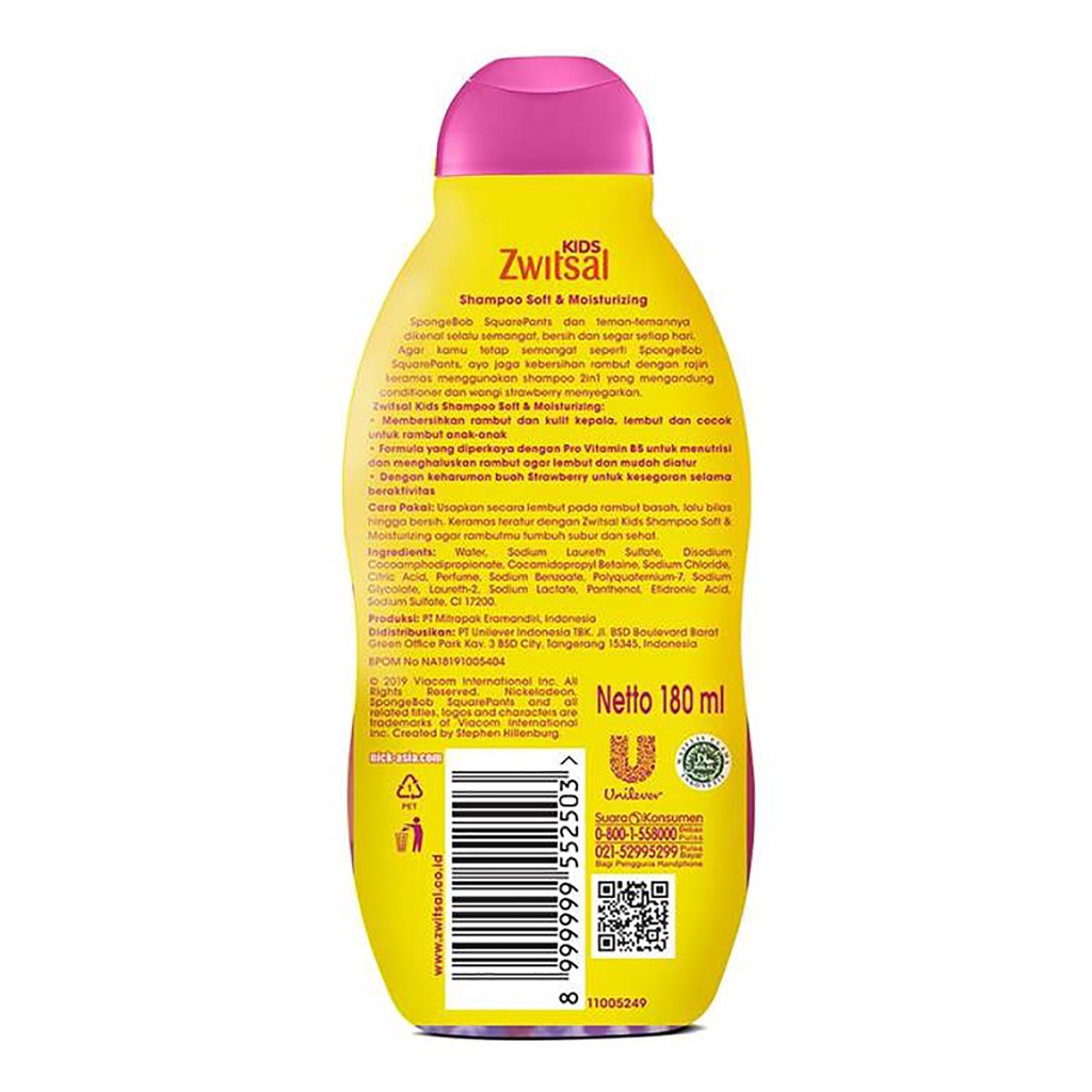 Bisa COD Zwitsal Kids Shampoo Pink Soft &amp; Moisturizing 180 ml / Zwitsal Kids Shampo Clean &amp; Fresh 180 Ml