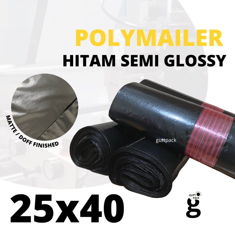 

Plastik Packing Olshop Polymailer Hitam 25x40CM PE Semi Glossy / Non Glossy / Sablon Plastik Polymailer