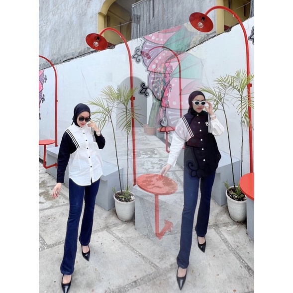 BLOUSE ARMANI LINEN BLACK WHITE