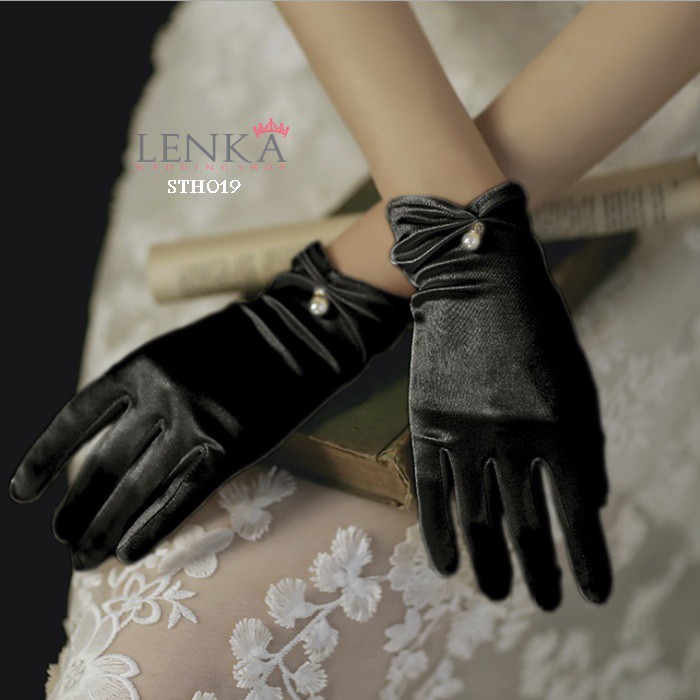 [PRODUK TERBATAS] SARUNG TANGAN WEDDING GLOVE AKSESORIS WANITA PESTA HITAM STH019