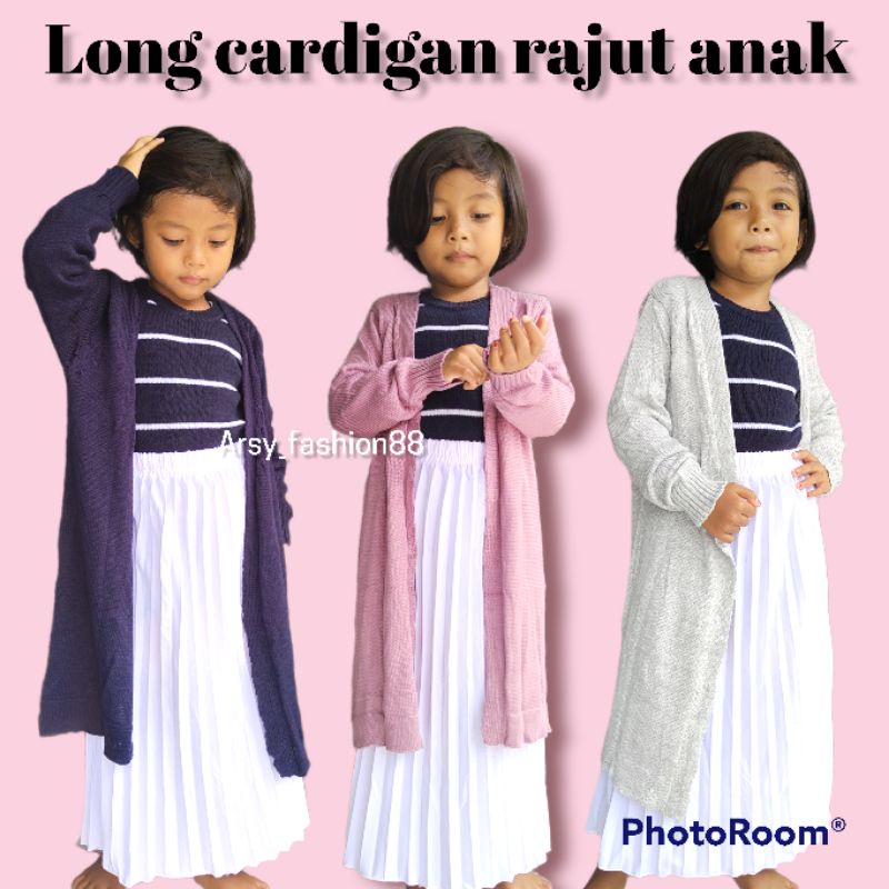 (5-8 thn) Long cardigan rajut anak/ outer rajut anak