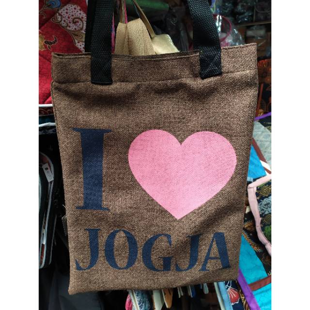 (BISA COD) TAS TOTE BAG KHAS JOGJA BERWARNA UKURAN 35x25 cm - SOUVENIR JOGJA UNTUK PRIA WANITA