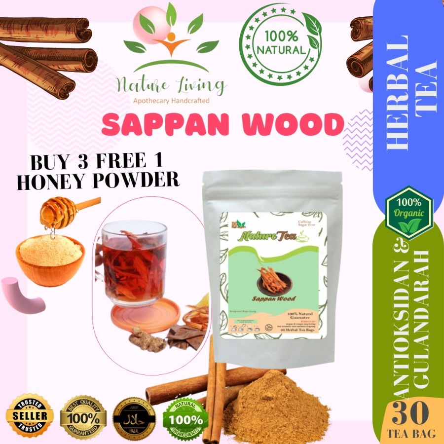 

Premium Teh Celup Secang (Sappan Wood Tea Herbal) isi 30 tea bag (kantong teh) - Teh antioksidan tinggi, mengontrol gula darah, anti radang, anti diare - Nature Tea by Nature Living