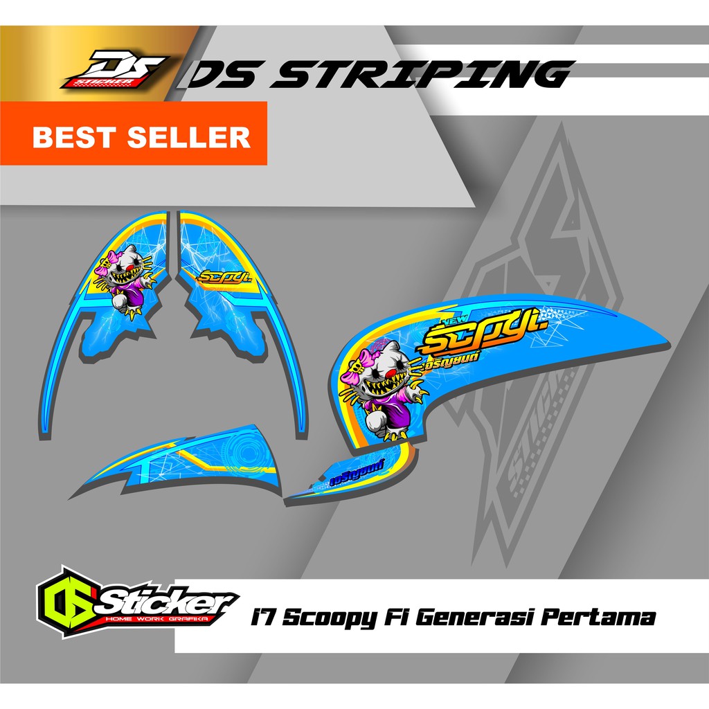 0017 Striping Scoopy FI 2014-2017 | List Variasi Sticker Glosy, Doff, Hologram, Chrome