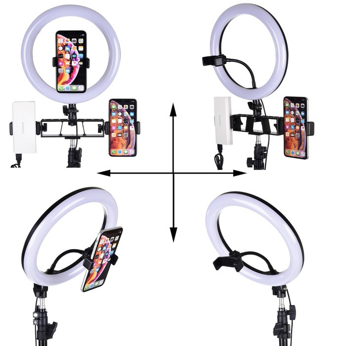Lampu Halo Ring Light LED Kamera 12W 10 Inch with 3x Smartphone Holder