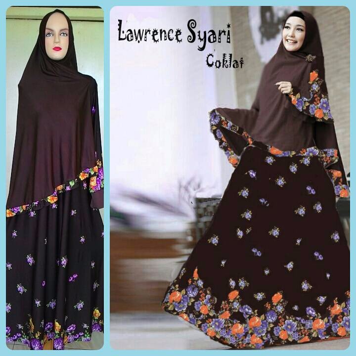 BEST Gamis Syari Cantik Lawrence Coklat (Murah, Modern, Terbaru, Modis) - grosir