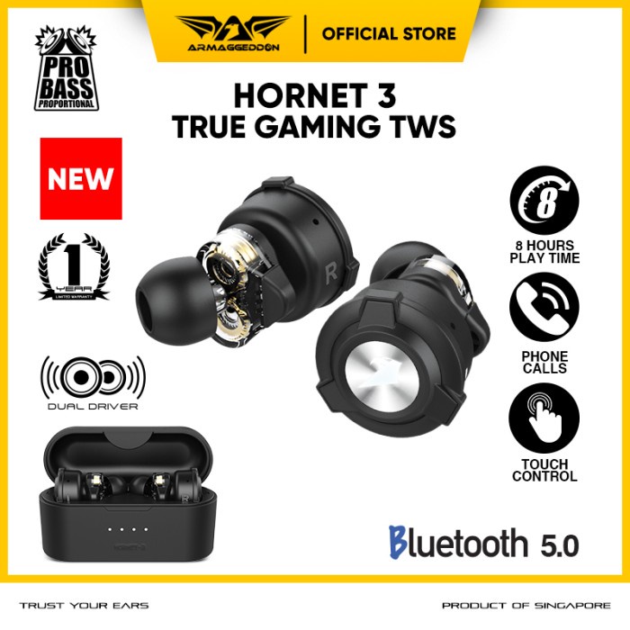 ARMAGGEDDON HORNET 3 TWS TRUE GAMING WIRELESS DUAL DRIVER EARBUDS