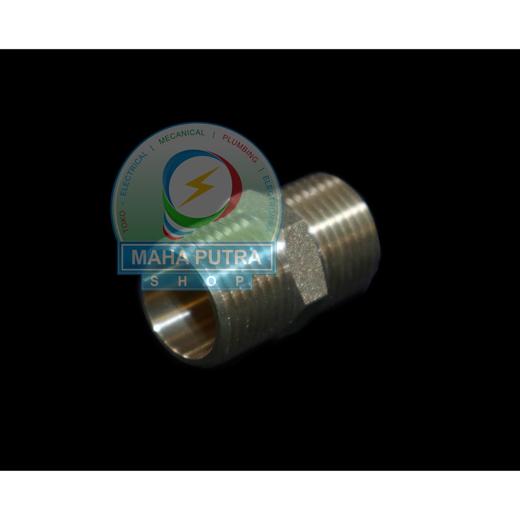 DOUBLE NEPEL 1/2" KUNINGAN. SAMBUNGAN DRAT LUAR