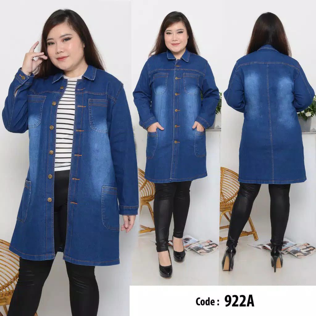 ( Bisa COD ) Asia Mode Jaket Jeans Panjang Wanita / Jaket Panjang Wanita / Tunik Panjang/Tunik Jeans