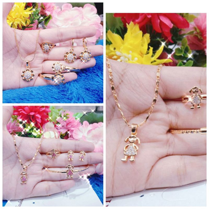 PSS 4 in 1 Set Kalung Anting Gelang Cincin Anak Kalung Liontin Anak