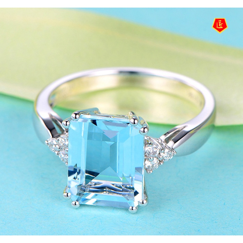 [Ready Stock]Inlaid Carat Topaz Sapphire Ring Fashion