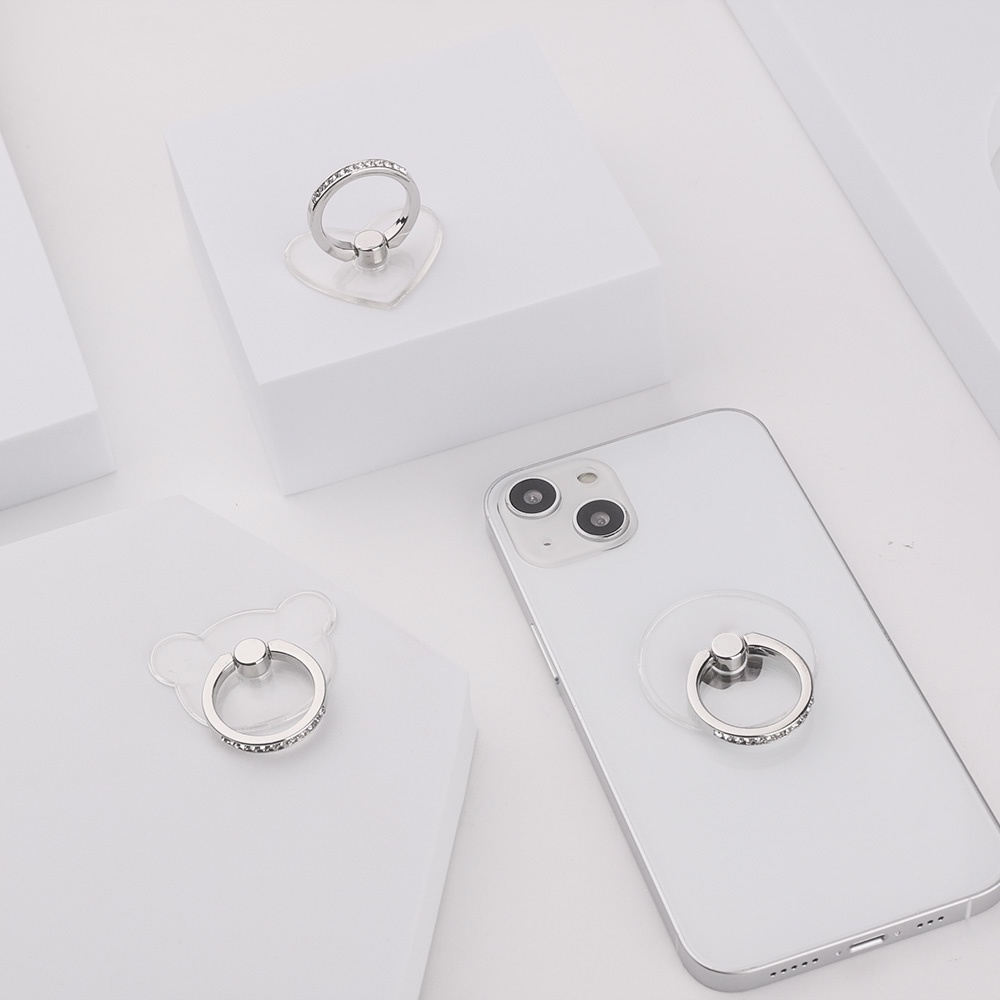 Ring Holder Smartphone Universal Transparan Aksen Berlian Imitasi