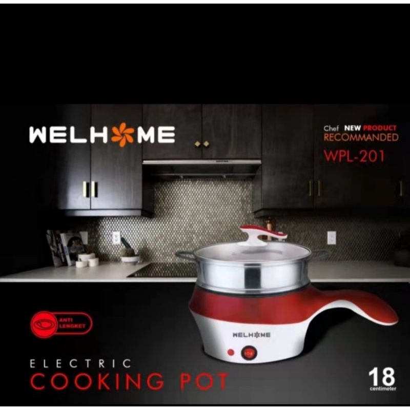 Panci Elektrik/Cooking Pot Elektrik WELHONE WPL-201/3 in 1 Serbaguna