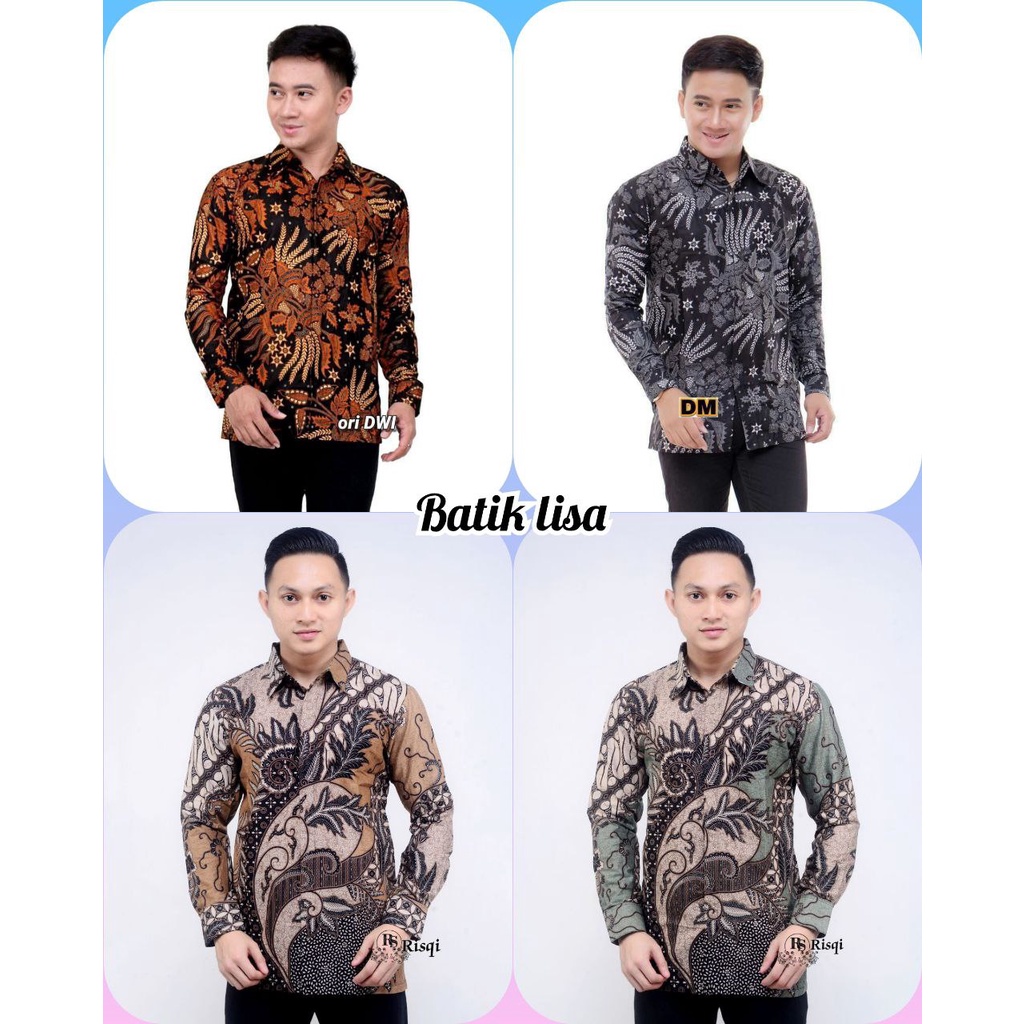 Batik Pria Lengan Panjang BATIK LISA Pekalongan motif KERATONAN size M L XL  COD