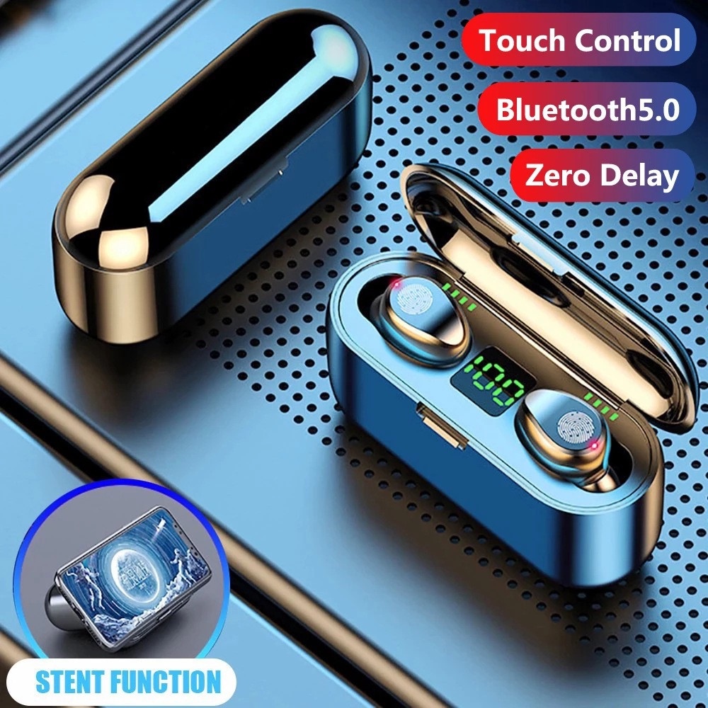 ⚡ YZ F9-2 TWS Earphone Bluetooth Nirkabel Bluetooth Headphone Display Wireless Dengan Headset mic