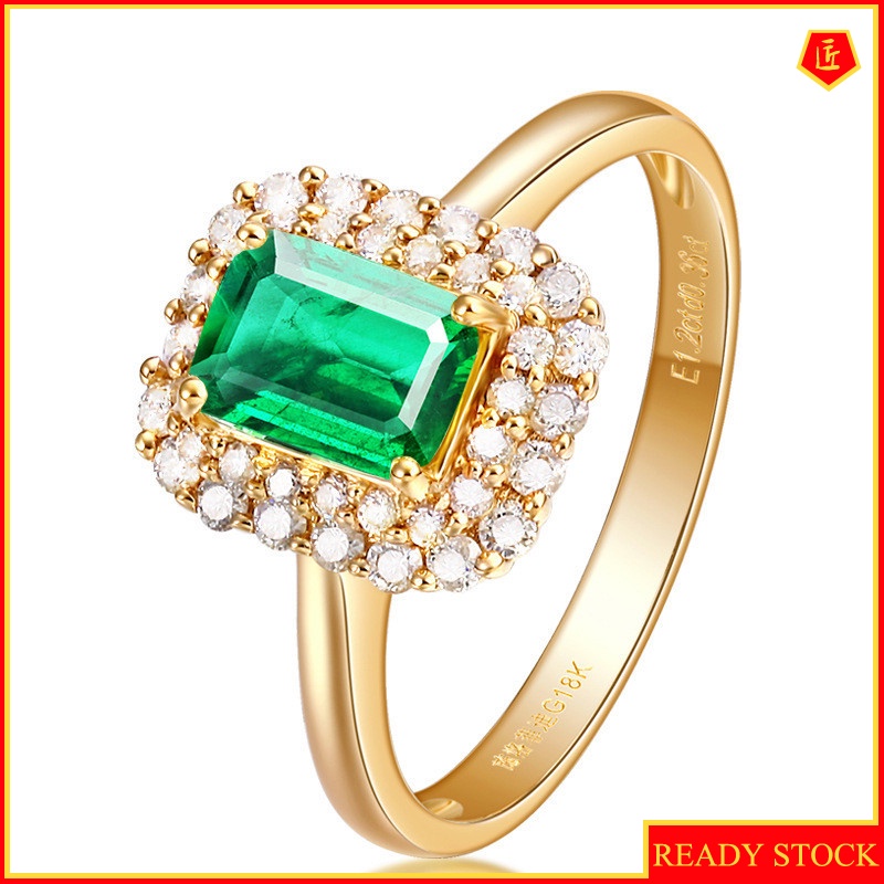 [Ready Stock]Luxury Fashion Green Tourmaline Gold Ring