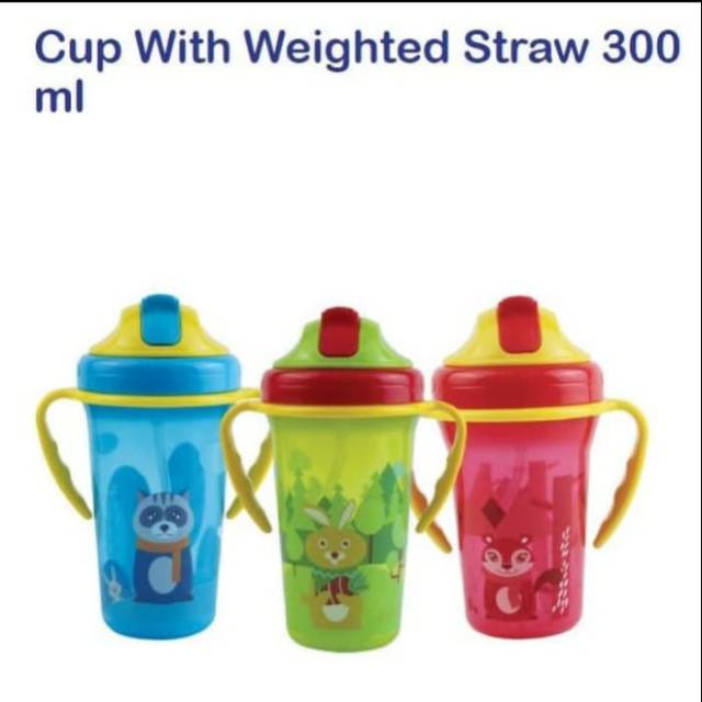 BABYSAFE Cup Weighted Straw 300ml Botol Minum Sedotan dengan Pemberat