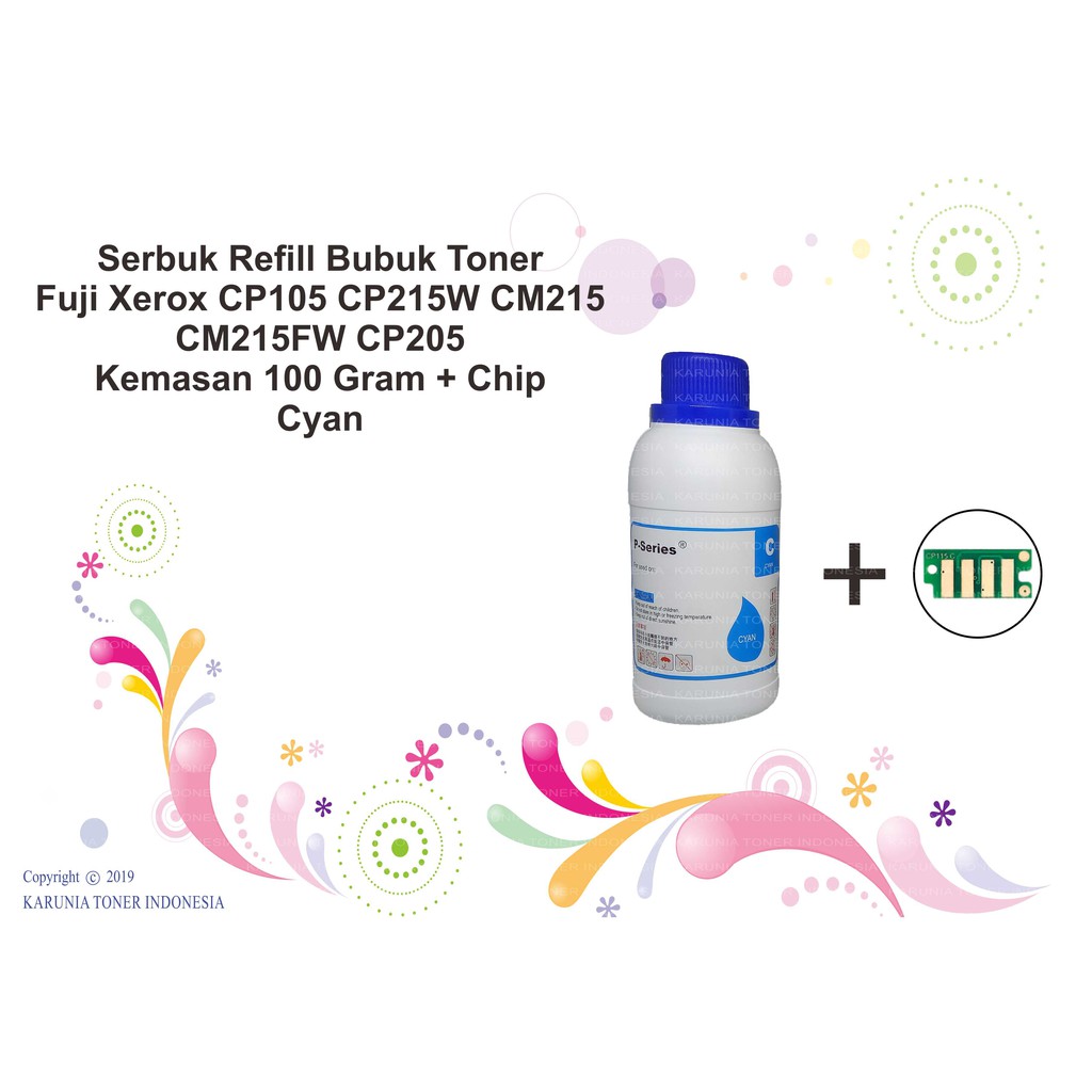 Serbuk Toner For Fuji Xerox + Chip CP215W CM215 CM215fw CP205 CP205w CM205w Kemasan 100 Gram CMYK