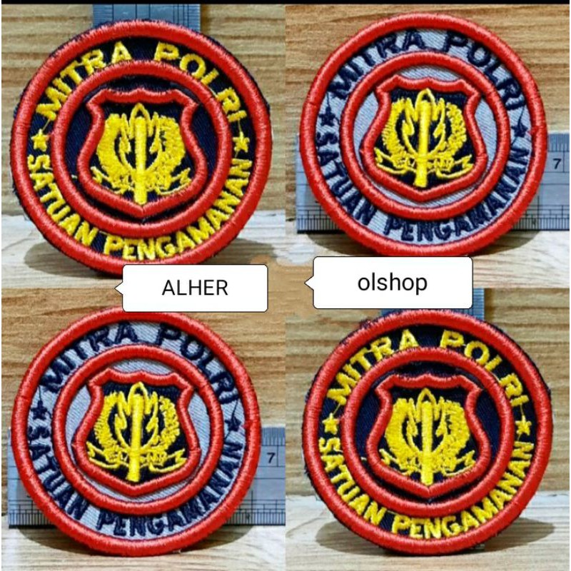 Logo mitra polri bulat bordir mitra polri timbul