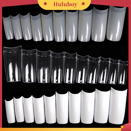Huluboy Huluboy♡ 500pcs / Kotak Kuku Palsu Kepala Datar Mulus Ultra Tipis Transparan Tahan Lama Untuk Wanita