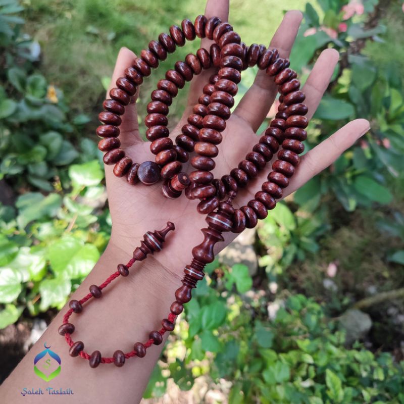 Tasbih Kayu Galih Nagasari Petir Ngurak Motif Pipih, Size 7mm x 12mm_COD