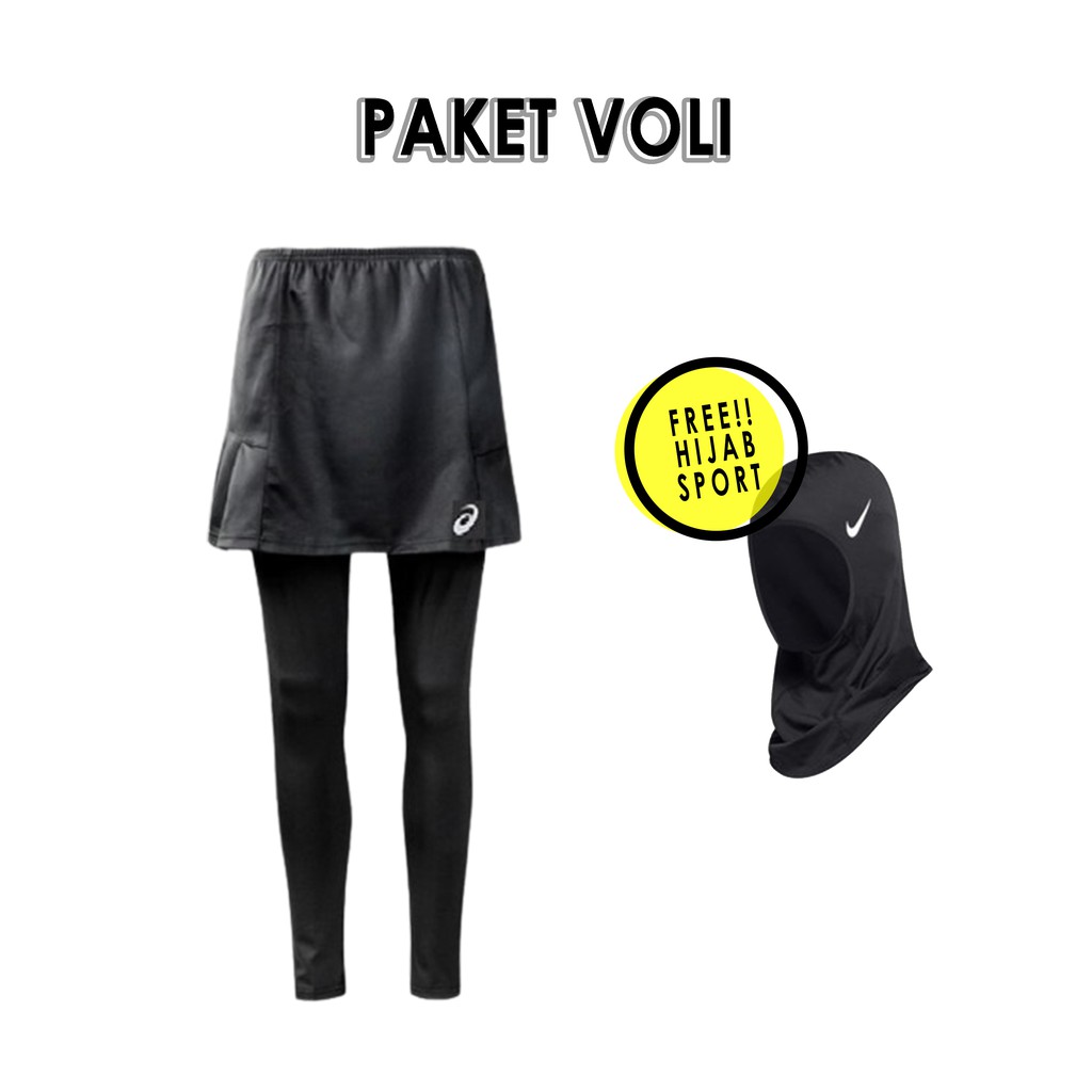 PAKET VOLI! Rok Legging Voli Gym dan Hijab Sport Nike Hijab Olahraga