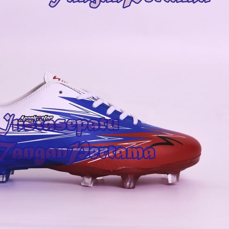 Sepatu Bola Sol Bening Specs Accelerator Lightspeed 3 In-White/Tulip Blue/Emperor Red