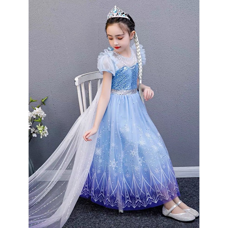 Frozen Anna Elsa Terbaru Princess Kostum Impor Dress Baju Pesta Ulang Tahun Princess Anak