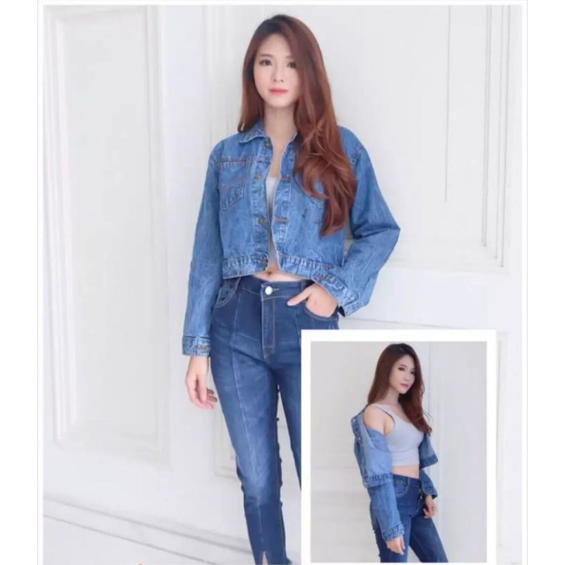 BISA JAKET CROP JEANS SNOW BLUE