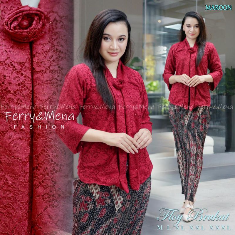 Produk original setelan kebaya floy brukat//kebaya wisuda//kebaya pesta//kebaya perpisahan//kebaya brukat modern