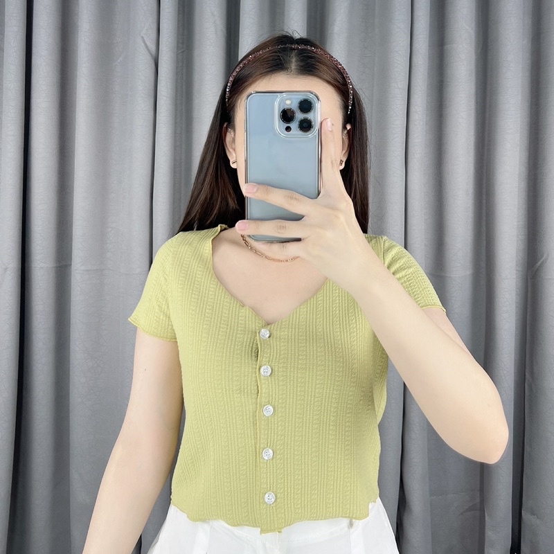 Lucy button crop top 033  | Croptop button | Atasan wanita import