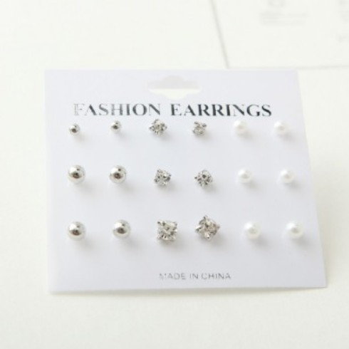SHW- anting wanita set 9 biji anting cantik model tusuk import
