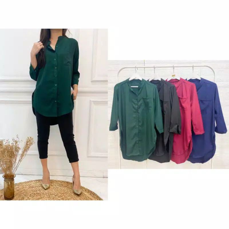kemeja tunik polos/kemeja tunik wanita/atasan tunik polos/kemeja tunik wanita len
