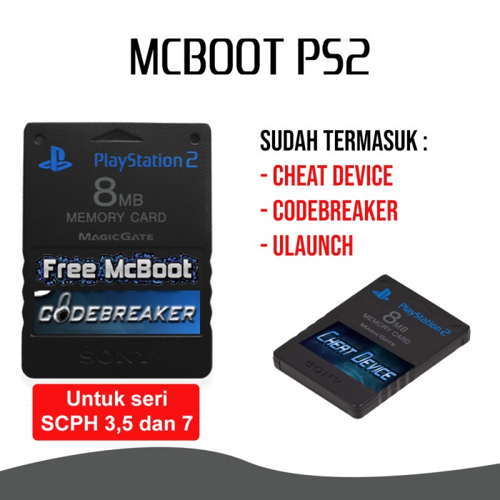 ⭐ BISA COD ⭐ Memory Card Ps2 Mcboot Multi + Cheat Device + Codebreaker + Ulaunch