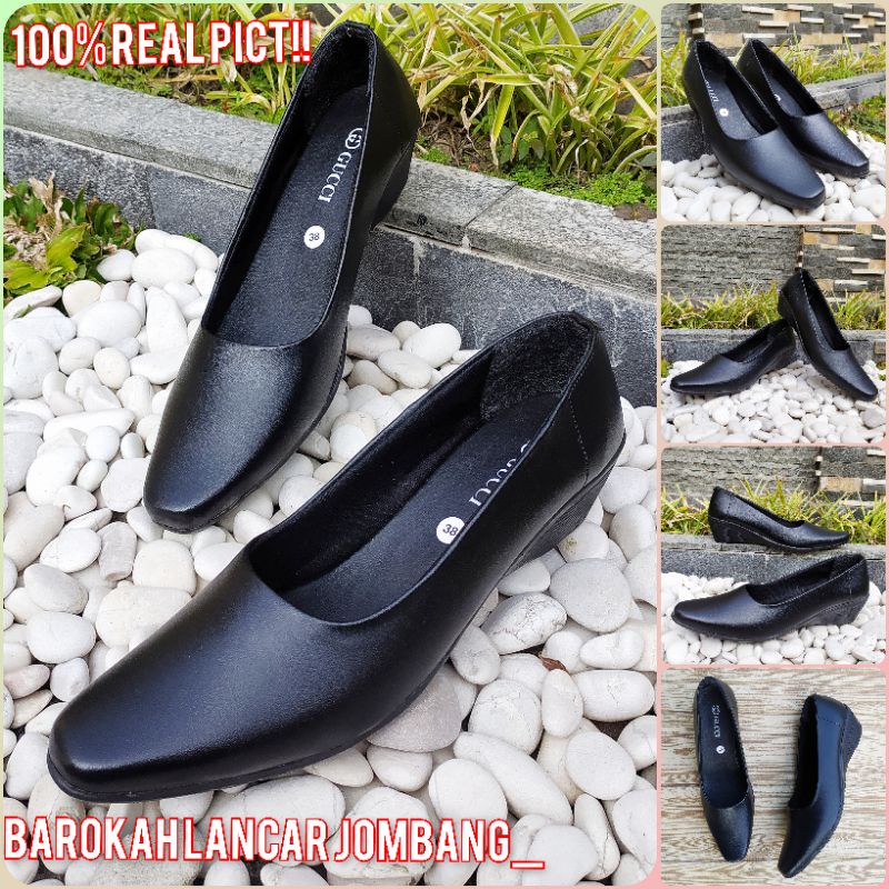 SEPATU PANTOFEL WANITA KERJA HITAM HAK 5CM 100% MURAH BERKWALITAS