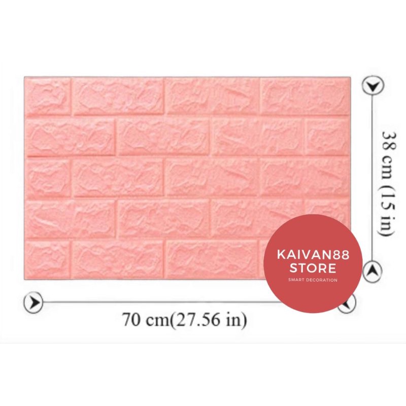 Wallpaper 3D Motif Bata Putih / BrickFoam Premium 70x38cm-Bata pink 70x38cm