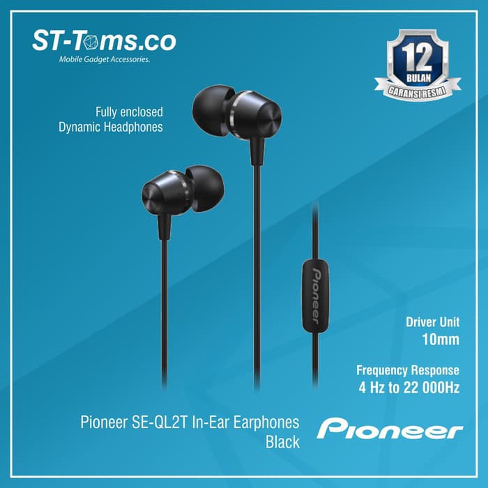 Pioneer SE-QL2T / SE QL2T In-Ear Earphones - Black