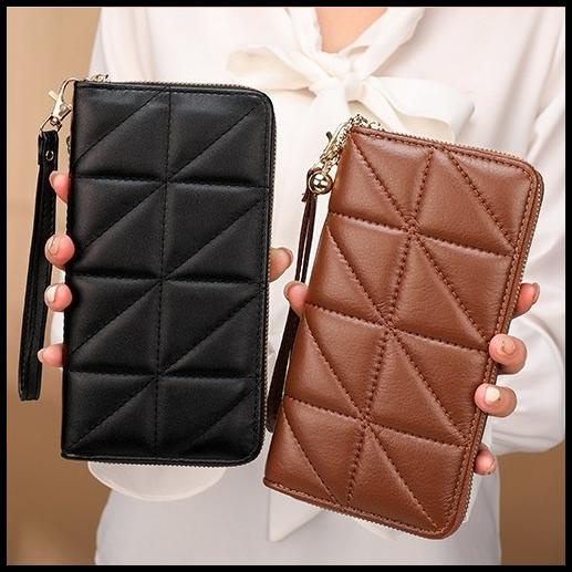 Dompet Panjang Wanita Pesta Resleting Premium Kulit Mazone Import Bran