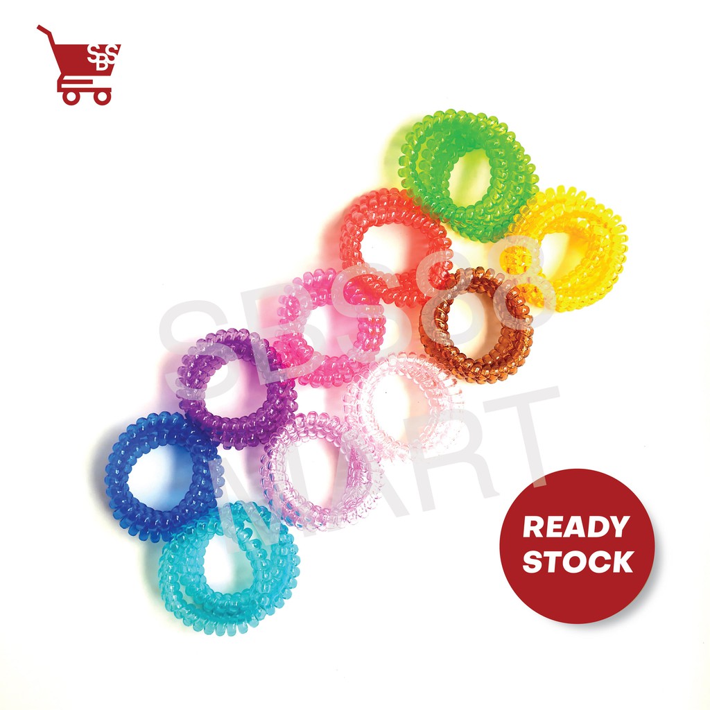 IKAT RAMBUT SPIRAL KABEL KOREA - Warna Warni Bening Transparan | Model Kabel Telepon