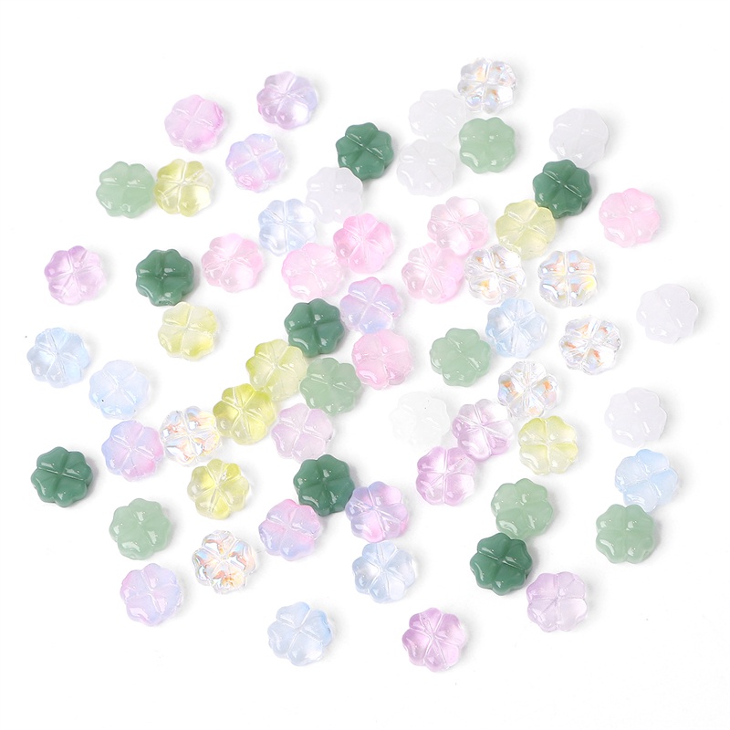 20pcs 12x12mm Empat Daun Semanggi Lampwork Glass Bead Multicolor Kristal Ceko Manik-Manik Longgar Untuk Membuat Perhiasan DIY Charms Gelang Aksesoris