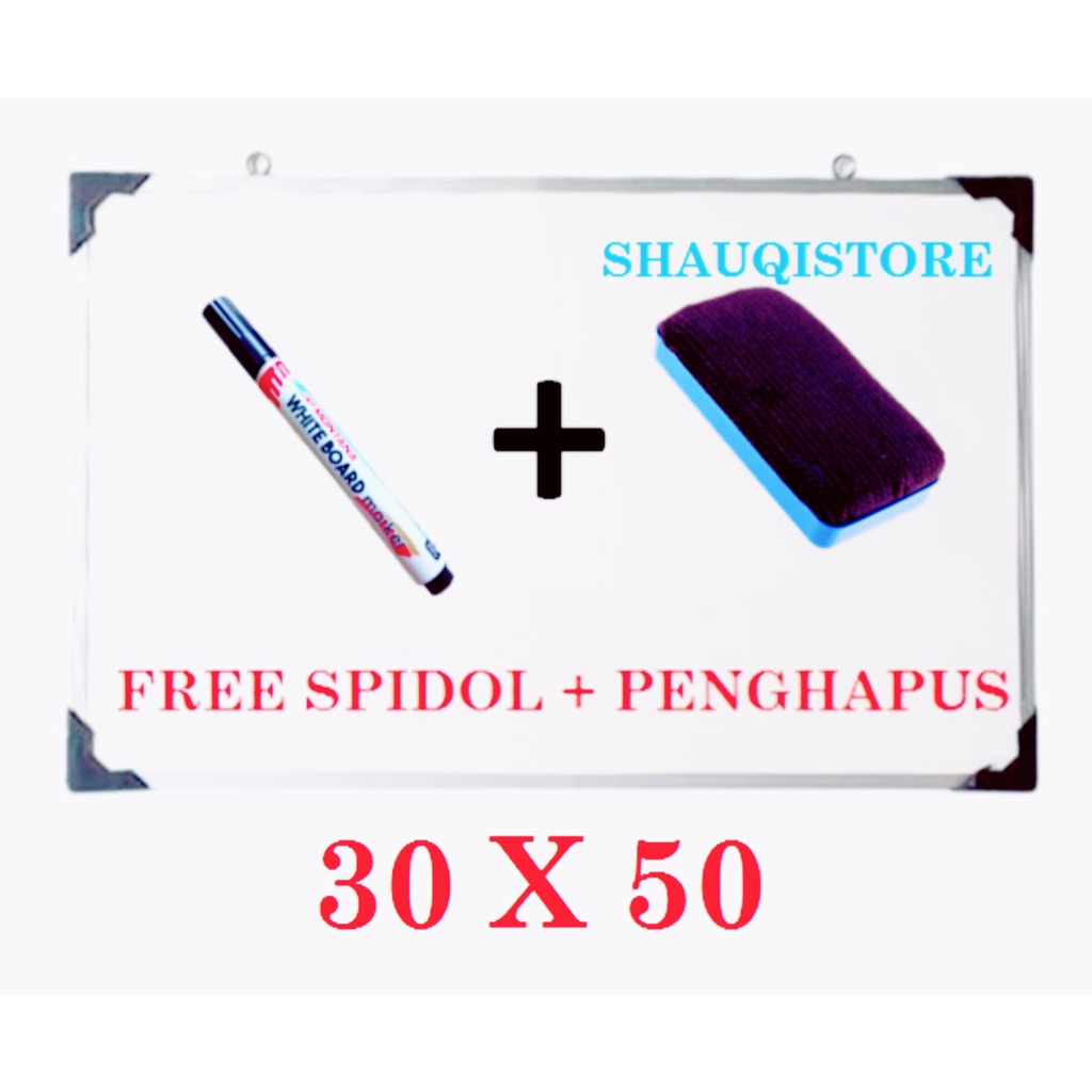 

Papan Tulis Whiteboard / Blackboard Spidol dan Kapur ukuran 30X50 (FREE SPIDOL DAN PENGHAPUS)