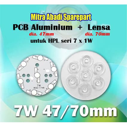 PCB LED Round Aluminium HPL 7W 47mm + Lensa 70mm Terjamin