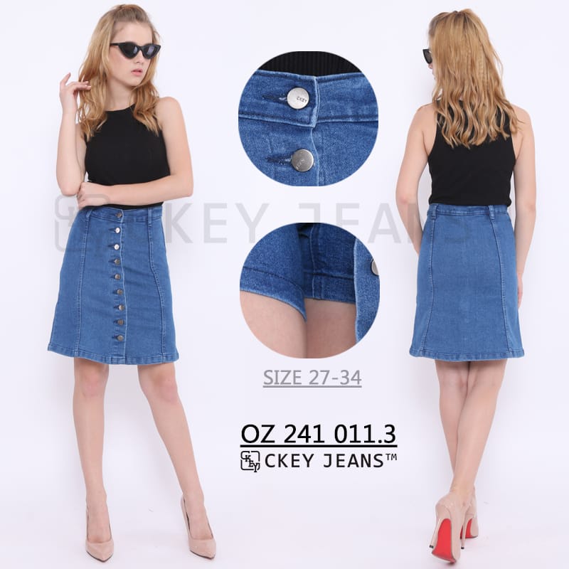 SKORT JEANS CKEY PREMIUM QUALITY JUMBO SIZE 31 NAVY / CELANA ROK DENIM BIRU TUA BAHAN TEBAL STRET