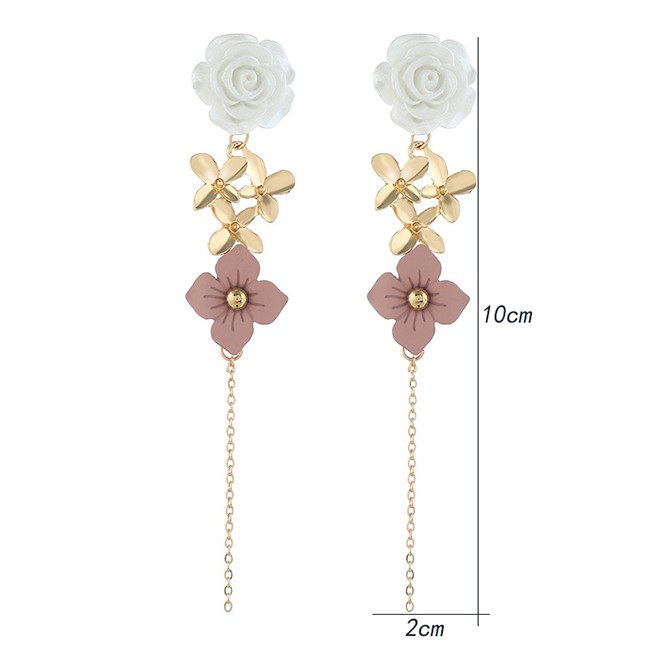 LRC Anting Tusuk Fashion Gold Resin Flower Earrings F40650