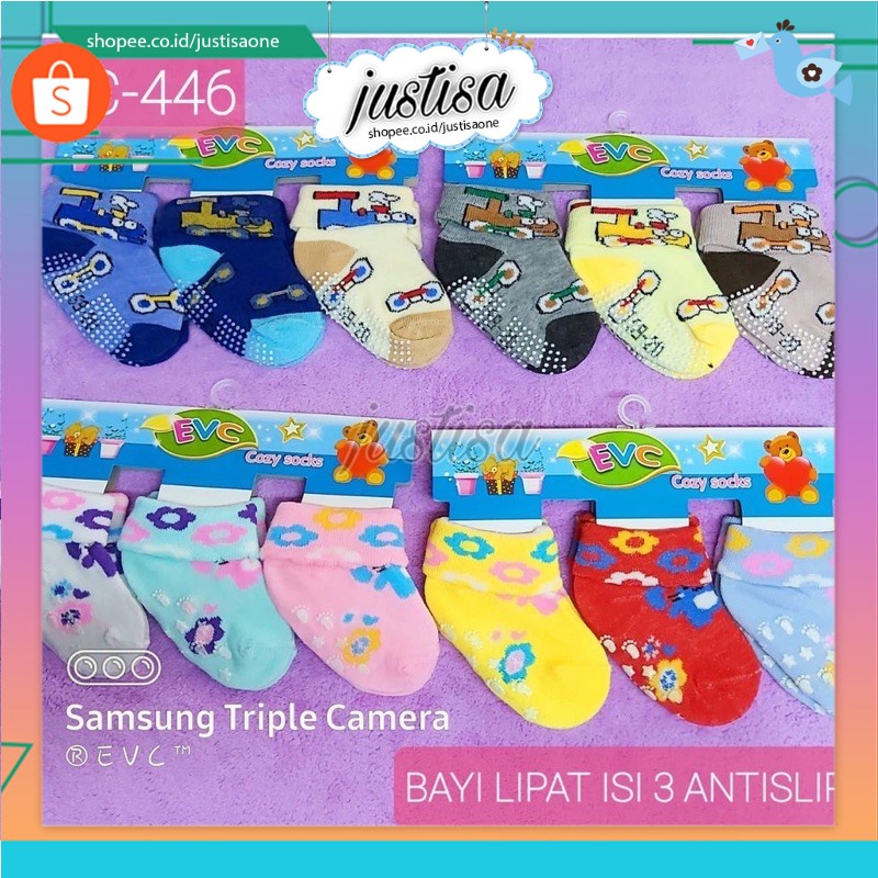 Promo !! (3Pcs) Kaos Kaki BAYI EVC ANTI SELIP - kaos kaki bayi I0 - kaos kaki bayi murah isi 3 pasang