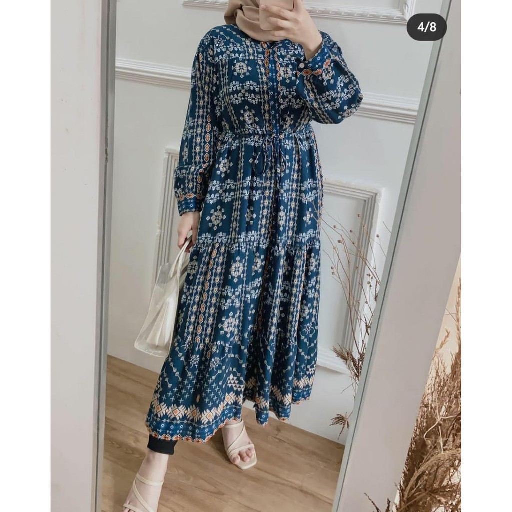 𝐊𝐈𝐑𝐀𝐍𝐈 Etnica Semy Maxy Gamis Wanita Muslim Terbaru Kekinian Rayon Premium Busui Jumbo