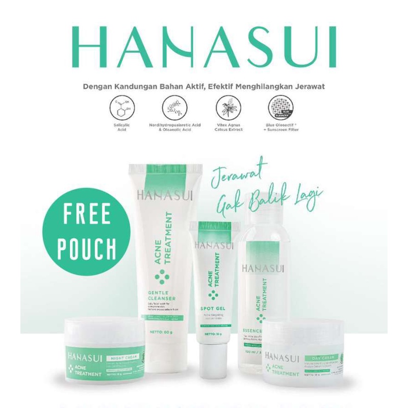 Hanasui Acne Treatment Package 5in1 Free Pouch - Paket Perawatan Jerawat